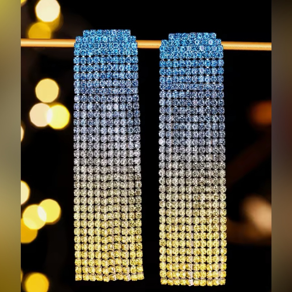 Blue & Yellow Rhinestone Earrings (Sigma Gamma Rho colors)